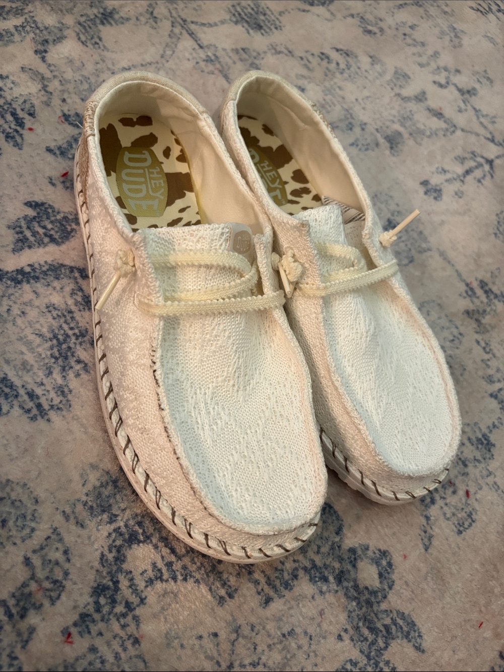 Hey Dude Off-White Knit Slip-On Casual Shoes